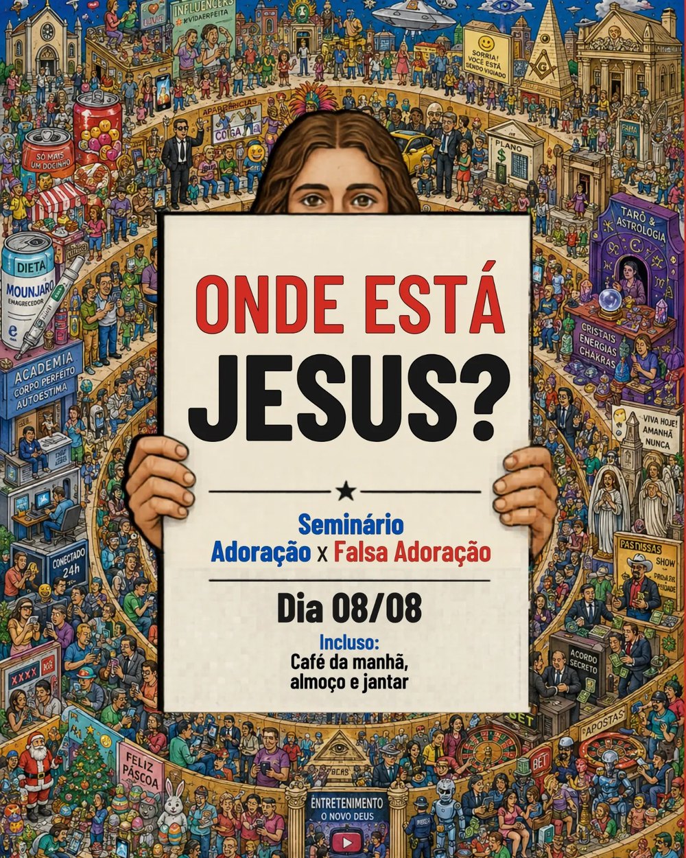 Onde está Jesus? Seminário Adoração x Falsa Adoração. Dia 08/08.